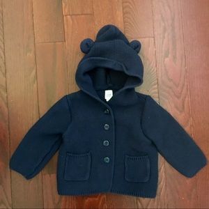 Baby Gap Bear Button Down Sweater - Navy Blue